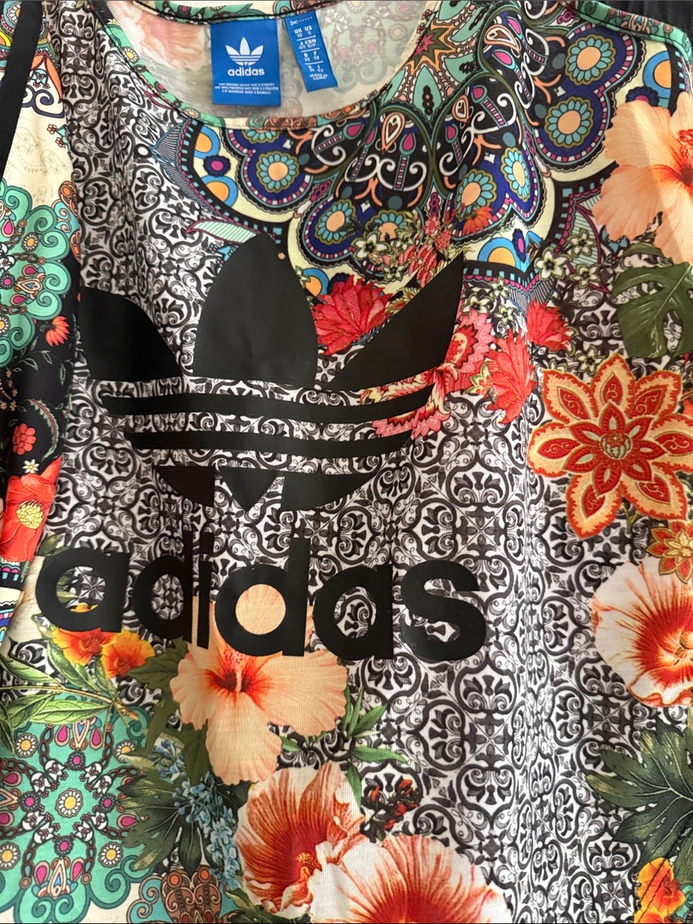 Adidas Black Multi Floral 3‑Piece Track Jacket Size M & Tank & Leggings Size S - Picture 6 of 10